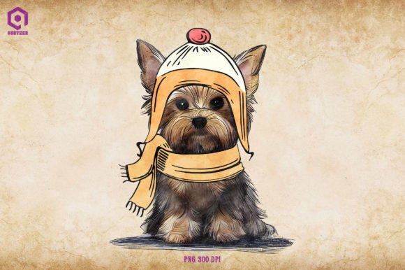 Yorkshire-terrier Cozy Christmas Graphics Review for Illustrations